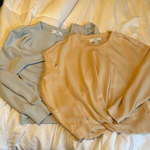 Magaschoni Soft Blue and Pink Crew Neck Sweater Duo